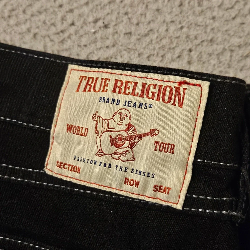 True Religion Ricky Relaxed Straight Flap Pocket Black Jeans Mens 40x32 106364